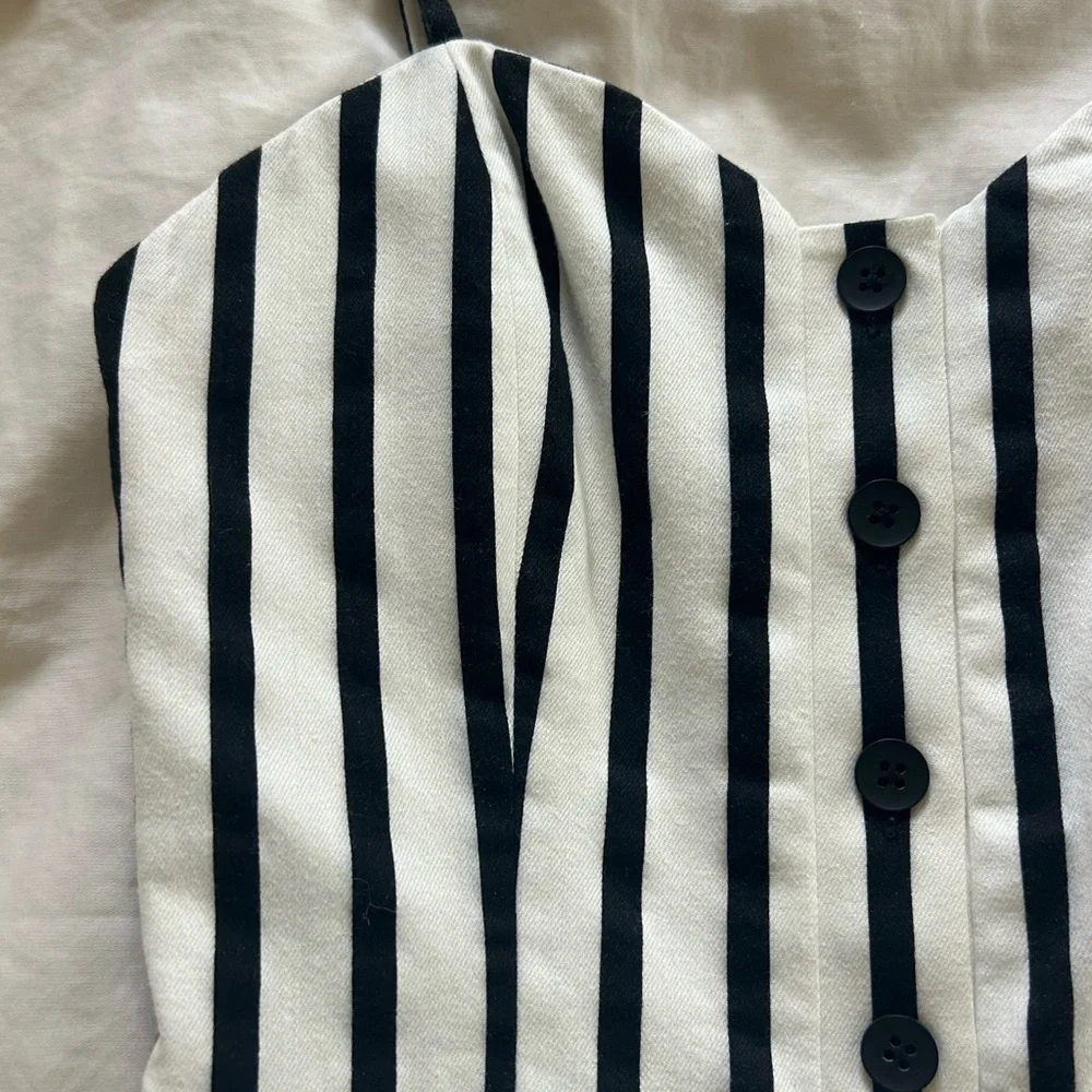 Alice + Olivia “Nella” Monochrome Black and White Striped Mini Dress- Sz 0 - Picture 10 of 12